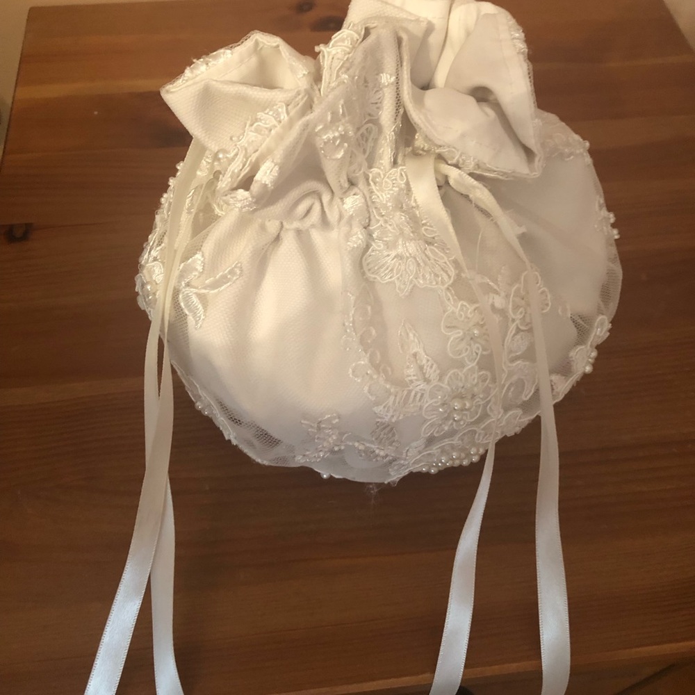 White communion or flower girl bag